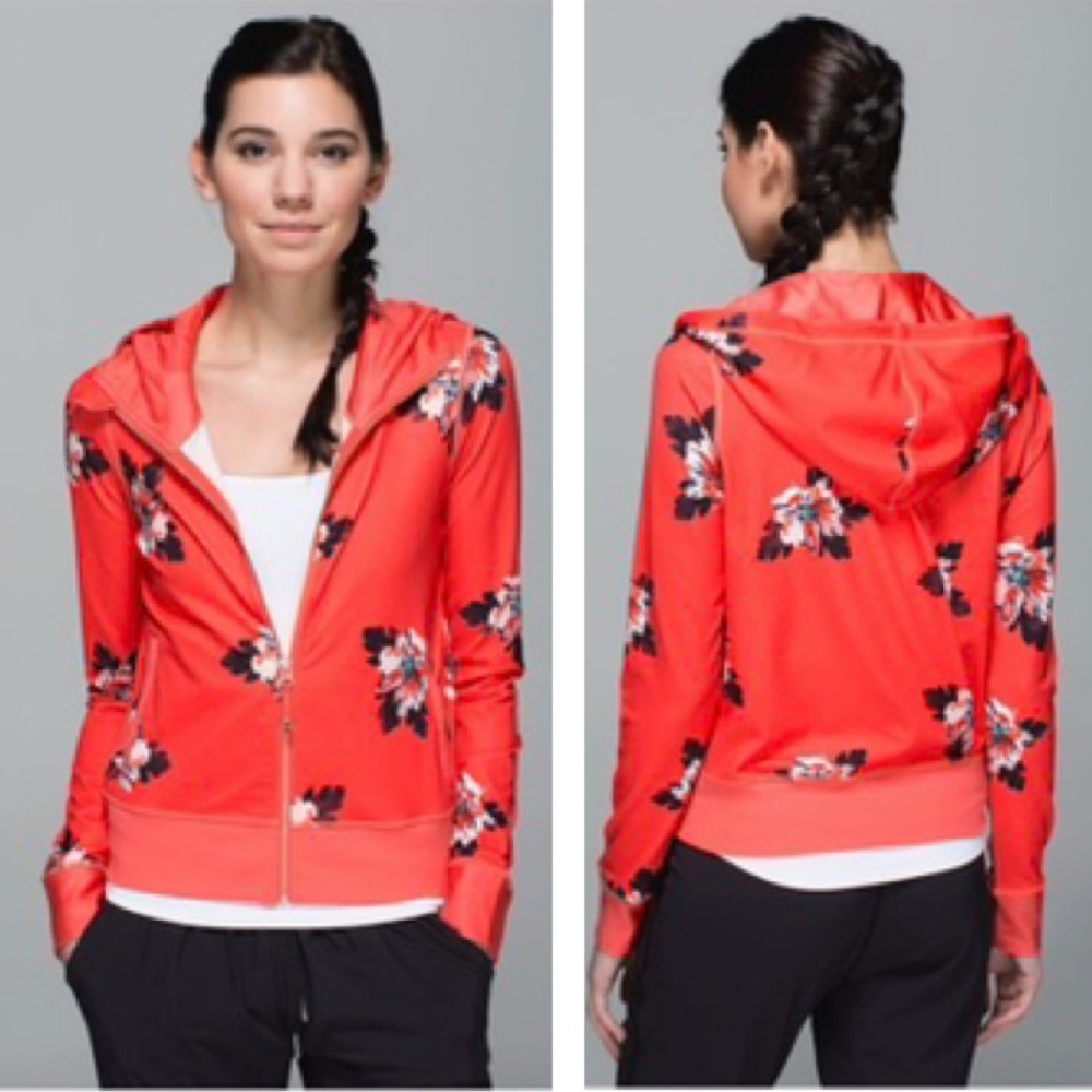 Lululemon Namaskar Hoodie‎ Floral Jacket Full Zip Pockets Hood Large Lightweight